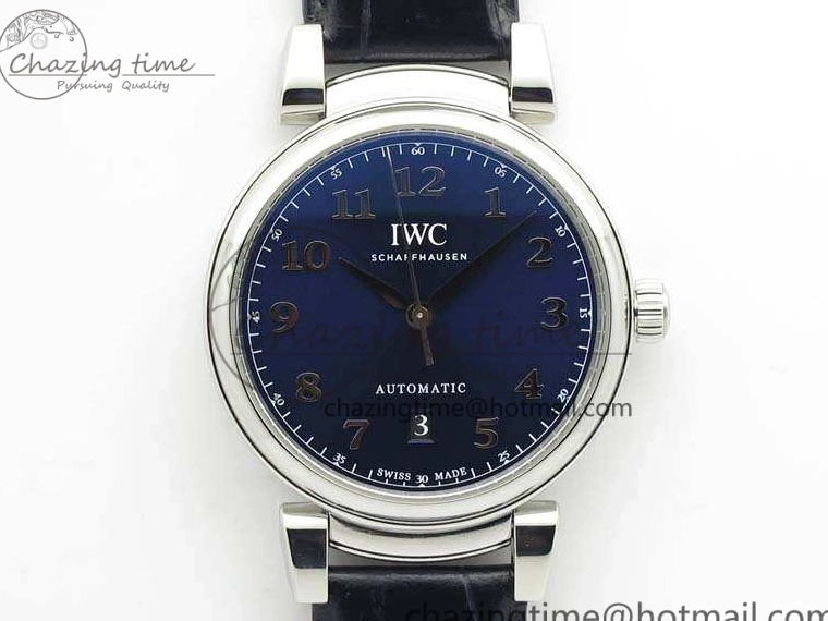 MIROTIME 0714 MoistureWicking Da Vinci IW356601 SS MKF 1:1 Best Edition Blue Dial On Black Leather Strap A 7233